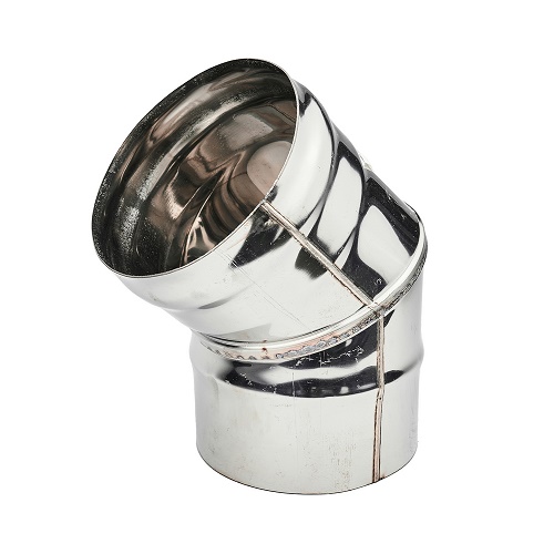 Колено нерж. (AISI 430/0,8мм) 45* 2-х секц. д.150